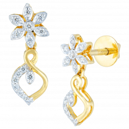 Petite Floral Swan Diamond Earrings