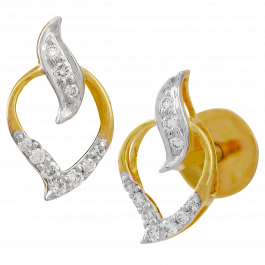 Astonishing Single Leaf  Diamond Earrings