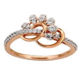 Attractive Spiral with Floral Design Diamond Ring