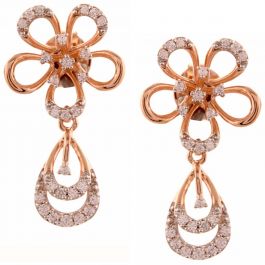 Floral Design Stud with Dew Drop Hanging Diamond Earrings