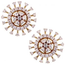 Sparkling Chakra Design Stud Diamond Earrings