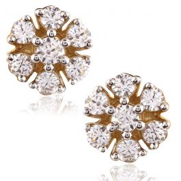 Floral Design Stud Diamond Earrings