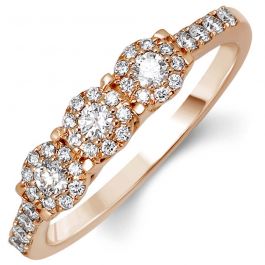 Three Floral Design Diamond Ring