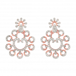 Fascinating Semi Concentric Floral Diamond Earrings