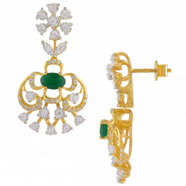 Ethereal Chandelier Emerald Studded Diamond Earrings