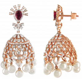 Enchanting Ruby Floral Diamond Earrings