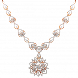 Exquisite Floral Dual Tone Diamond Necklaces