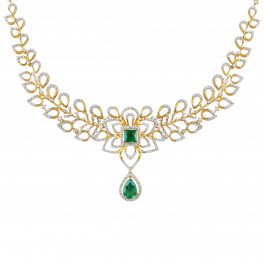 Ethereal  Floral Emerald Stone Diamond Necklaces