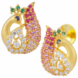 Elegant Dancing Peacock Gold Earrings