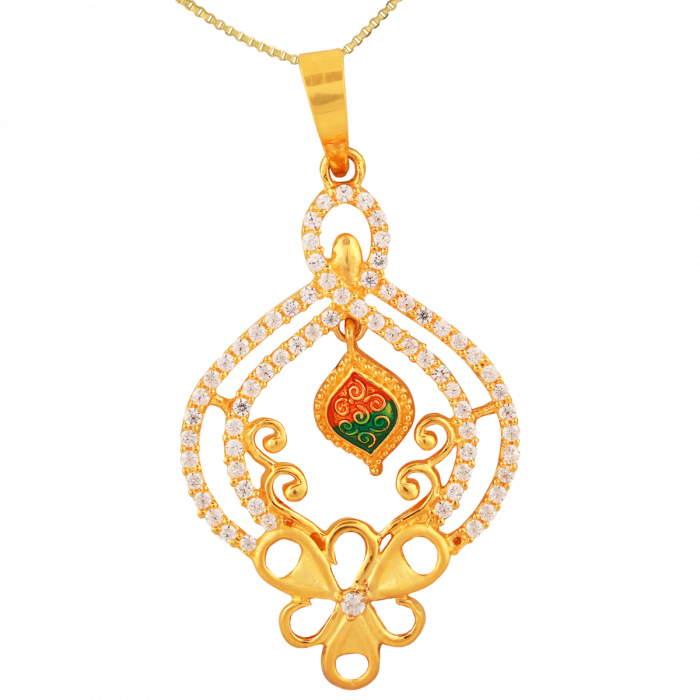 Buy Lovely Enamel Floral Gold Pendant 