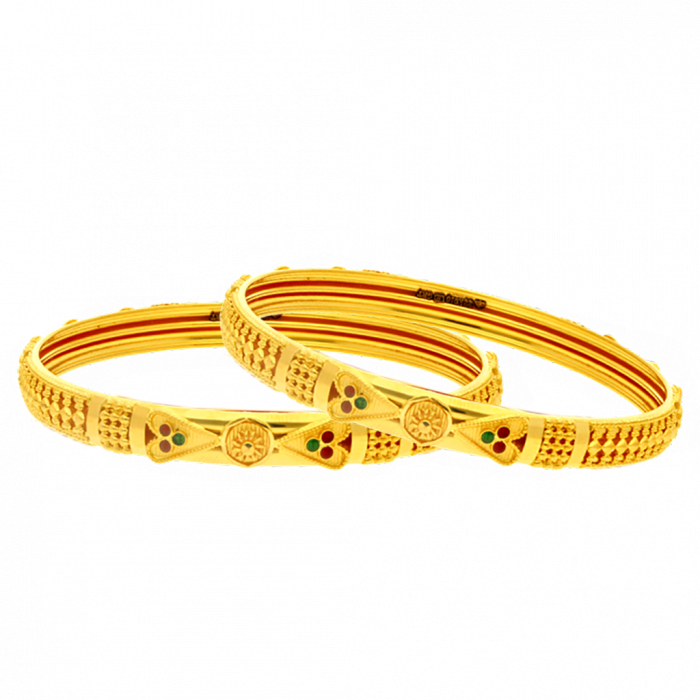 Buy Broad Design With Colorful Cut Gold Bangles Gold Bangle Bracelets
