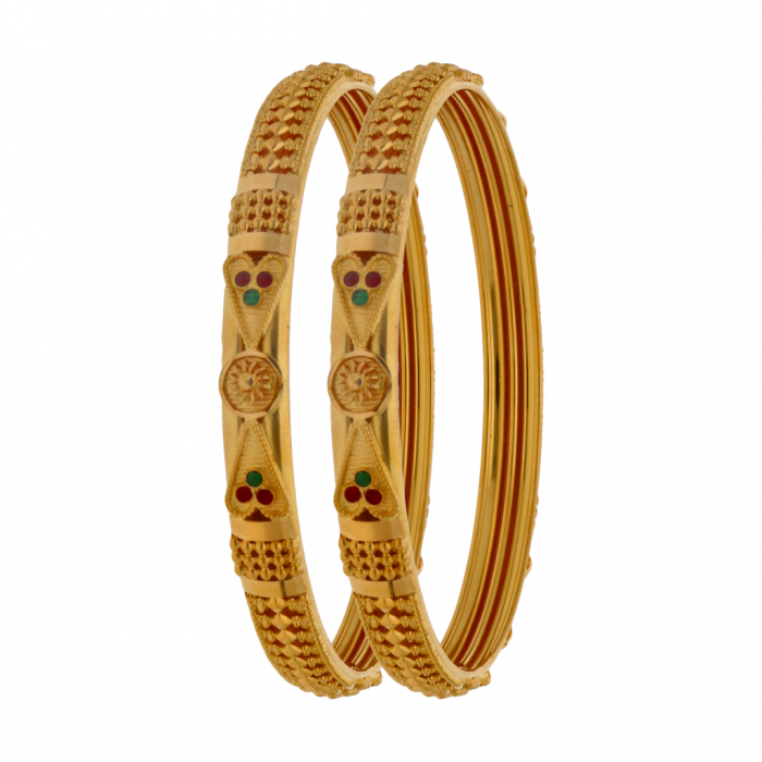 Buy Broad Design with Colorful Cut Gold Bangles | Gold Bangle & Bracelets