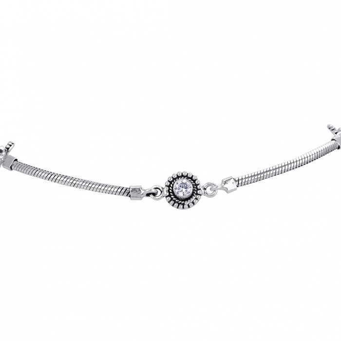 silver fancy anklets