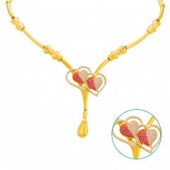 Cute Colorful Hearts Gold Necklace