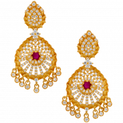 Charka Design with Charm Hanging Gold Earrings