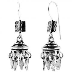 Hook Drop with Charming Jhumkas Silver Earrings