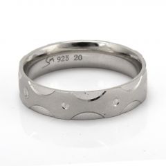 Matte Finish and Dotted Design Silver Ring